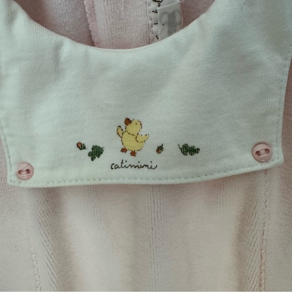 CATIMINI Paris Vintage Baby Girl Velour Romper Sleeper One Piece Pink - Picture 7 of 16